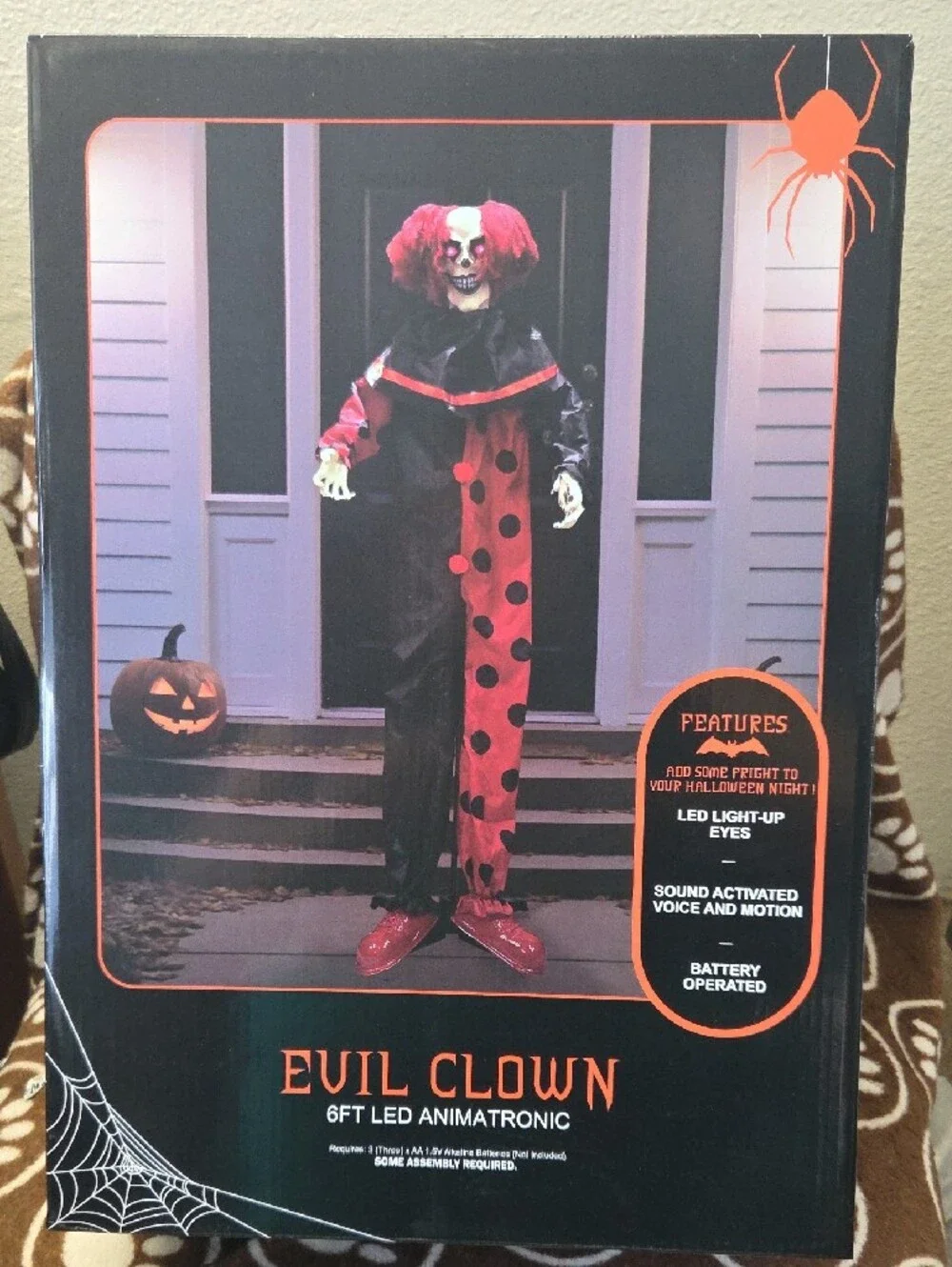 Evil Clown 6ft LED Animatronic Costume - Black & Red